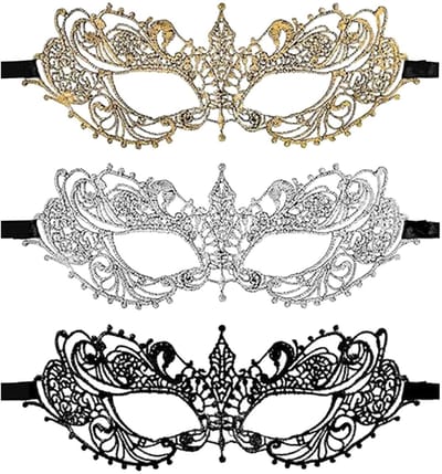 Dailygoods- Masker 3 Stuks - Venetiaans Gezichtsmasker - Kant - Feestmasker - Halloween - Kostuumaccessoires - Zachte Pasvorm
