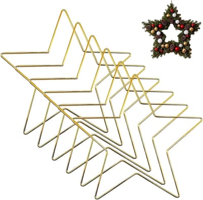 Metalen Krans Raamwerk - Stervormige Ring - Decoraties Maken - Set van Zes - 30cm Diameter - Metaal