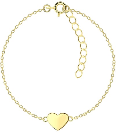 Joy|S - Zilveren hartje armband - 15 cm + 3 cm extension - gold plated