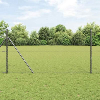 vidaXL - zeshoekig - gaashek - met - grondbevestiging - 10 - x - 1 - m - Grijs - Mesh
