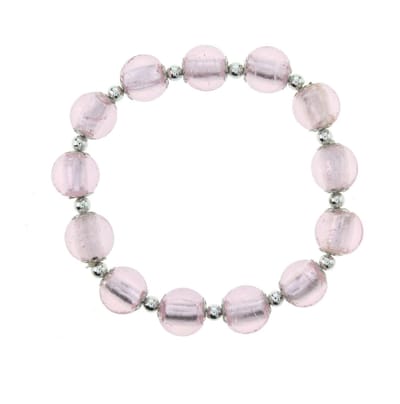 Behave - Rekarmband roze glaskralen - zacht pastel - 16,5 cm