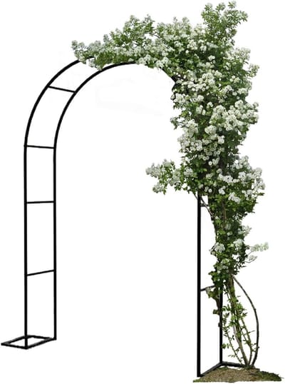 Rozenboog Tuin - Pergola Frame - Planten Ondersteunen - Weerbestendig Metaal - 180x220cm - Zwart