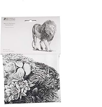 Theedoek met Leeuw - 100% Katoen, 50x70 cm, Natuurlijke Dierenillustratie