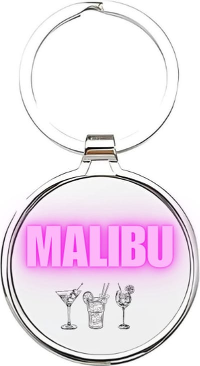 Akyol - malibu Sleutelhanger - Malibu - vakantiegangers - amerika - vakantie - california - zomervakantie - malibu souvenir - souvenirtje - cocktail - drankje - la - los angeles - usa - 4 x 7,5 CM