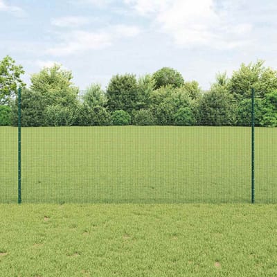 vidaXL - gelast - draadhek - met - palen - 10 - x - 1,2 - m - PVC-Coated - Staal - Groen