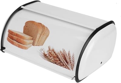 Broodtrommel Roestvrijstaal - Brooddoos Keuken - Brood Vers Houden - Grote Capaciteit - 34 x 23 x 14.5 cm - Wit