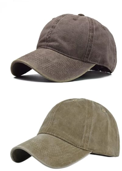 2 Stuks - Dames Pet Spijkerstof - Denim Baseball Cap - Beige en Bruin
