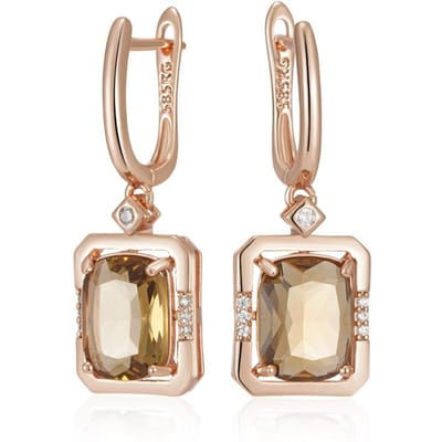 Lichtbruine Natuurlijke Zirconia Druppeloorbellen Voor Vrouwen Mode Vierkant Roségoud Kleur Hoge Kwaliteit Dagelijkse Fijne Sieraden beige
