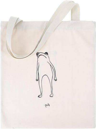 Canvas Tote Bag voor Vrouwen, Schattige Herbruikbare Katoenen Frog Tas voor School en Winkelen - Beige, Duurzaam en Stijlvol Accessoire