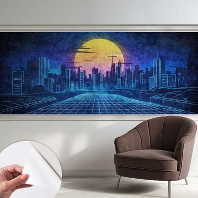 Coloray Zelfklevend Behang - Futuristisch landschap Zelfklevend fotobehang - 250x104 cm - Blauw Zelfklevend Behang - Voor op kantoor, voor de hal, voor de woonkamer - Peel-and-stick techniek - Stickerbehang op rol