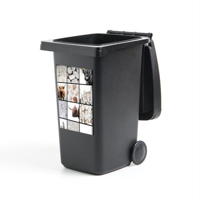 Container sticker Schotse Hooglander - Collage - Bloemen - Schelpen - 40x60 cm - Kliko sticker
