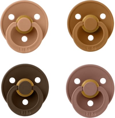 Bibs fopspeen 0-6 maand Set 4 stuks Pumpkin,Caramel,Woodchuck en Mocha maat 1