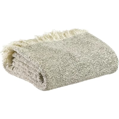 Gebreide deken Jane - Vivaraise, 130 x 160 cm, kleur olive, gerecycled polyester en katoen