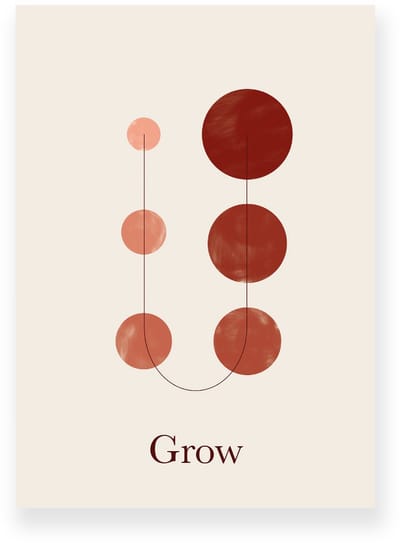 Poster 20x30 cm - Grow - Beige - Roestbruin - Minimalistisch - Japandi - Muurdecoratie - Wanddecoratie