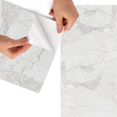 Tulup Meubelfolie - Marmertextuur Decoratiefolie - 75x150 cm - Wit Meubelfolie - Plakfolie Meubels - Minimalist Meubelfolie - Decoratiefolie Zelfklevend - Slaapkamer decoratie - Texturen