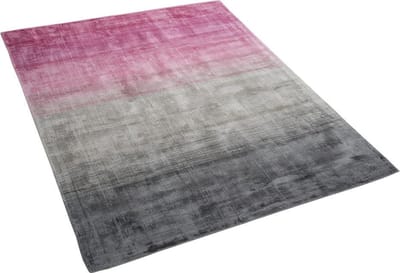 ERCIS - Laagpolig vloerkleed - Grijs/Roze - 140 x 200 cm - Viscose