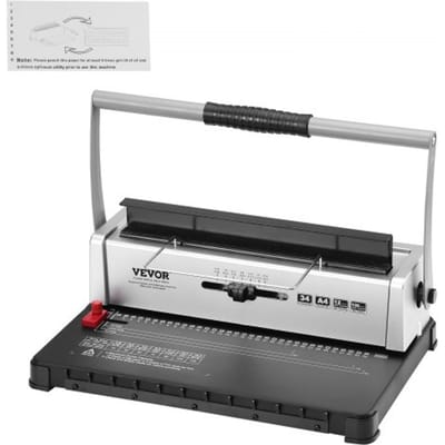 VEVOR spiraalbindmachine, handmatige boekbinder, 34-gaats binding, 120 vellen, perforatie-bindmachine met verstelbare spiraalrug van 3/16-9/16 inch en pagina-marges, voor briefformaat, A4, A5