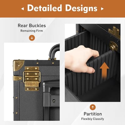 RFWR® Cosmeticakoffer met Wieltjes, 360° Draaibaar, Ruime Make-up Organisator