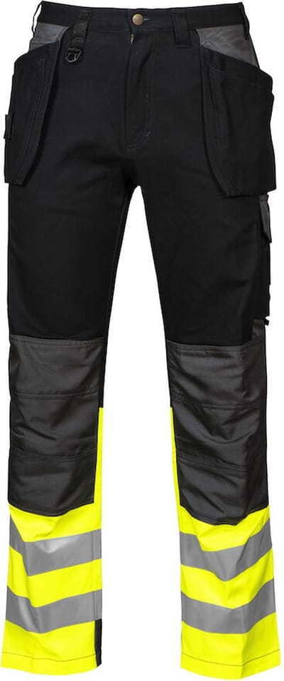 ProJob 6522 SIGNALISATIEBROEK MET KNIEZAKKEN EN SPIJKERZAKKEN EN ISO 20471 KLASSE 1 646522 - Geel/Zwart - C60