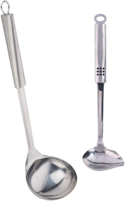 2-Delige keukengerei set sauslepel/juslepel en soeplepel 29 en 31 cm van RVS - Kookgerei - Sauslepels
