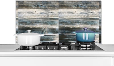 Spatscherm keuken 100x50 cm - Kookplaat achterwand Vintage - Patroon - Hout - Muurbeschermer - Spatwand fornuis - Hoogwaardig aluminium