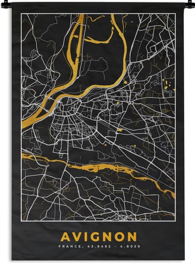 Wandkleed - Wanddoek - Stadskaart – Plattegrond – Avignon - Kaart – Frankrijk - 120x180 cm - Wandtapijt