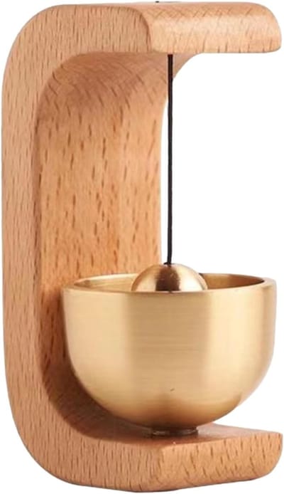 Houten deurbel - Rustieke bel - Gastvrij Ontvangst - Magnetische bevestiging - 8.8 x 6.4 x 5.7 cm - Beukenhout