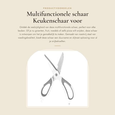 Dailygoods- Keukenschaar Duurzaam - Multifunctioneel - Roestvrij Staal - Eenvoudig te Reinigen - Handvat met Flesopener - Geschikt voor Groenten/Fruit - Keukengereedschap