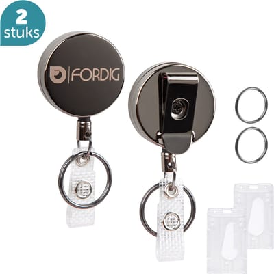 ForDig Badgehouder - Uittrekbare Sleutelhanger (2 stuks) – Pashouder met Koord – Skipashouder – Zeer Robuust – Hard case