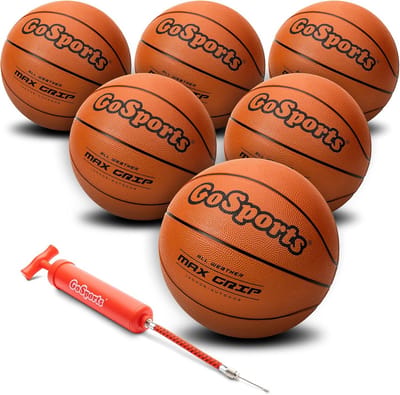 Rubberen Basketbal Set voor Binnen en Buiten - 6-Pack met Pomp en Draagtas
