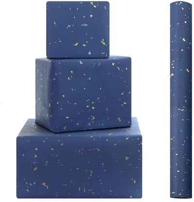 Dailygoods- Cadeaupapier Luxe Foliedesign - Cyaanblauw - Mini-rol 43 x 300 cm - Verjaardag/Babyshower - Bruiloft/Kerstmis - Volledig recyclebaar - Inpakpapier