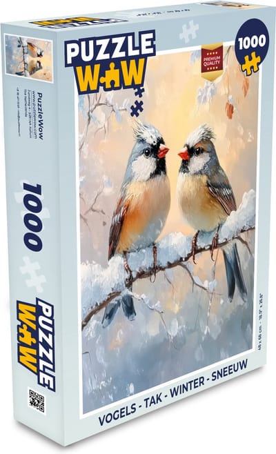 Puzzel Vogels - Tak - Winter - Sneeuw - Legpuzzel - Puzzel 1000 stukjes volwassenen
