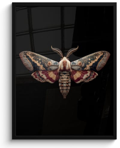 Poster in lijst - Fotolijst 50x70 cm - Posters - Mot - Oosterse patronen - Sierlijk - Posterlijst zwart - Decoratie - Wanddecoratie woonkamer - Muurdecoratie slaapkamer