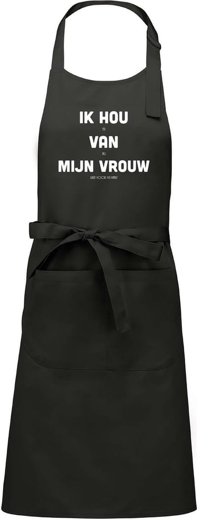 Keukenschort - BBQ schort - Ik hou van mijn vrouw (als ze bier voor mij haalt) - chique grijs