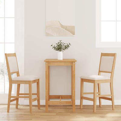 vidaXL - Barkrukken - met - kussens - 2 - stuks - natuurlijk - massief - hout - rubber