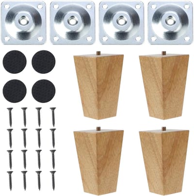 4 stuks houten meubelpoten - 10 cm - vervanging voor fauteuil en Ottomaanse bank