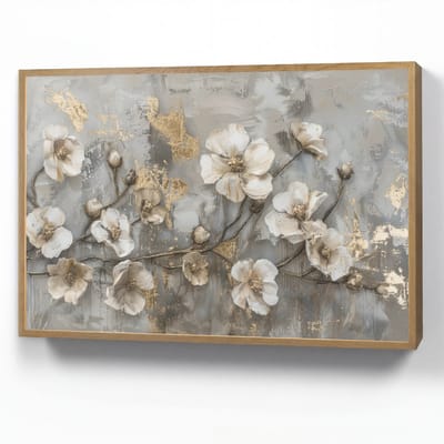 Wandlamp 90x60 cm - Oplaadbaar - Bloemen - Wit - Grijs - Goud - Luxe - Wandlampen binnen woonkamer - Slaapkamer lamp - Decoratieve nachtlamp - Vloerlamp draadloos
