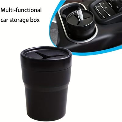 Multifunctionele Auto Bekerhouder Box Creatieve Auto Bekerhouder Opbergdoos voor Muntgeld - Duurzaam PVC, Multifunctioneel Voertuig Interieuraccessoire zwart