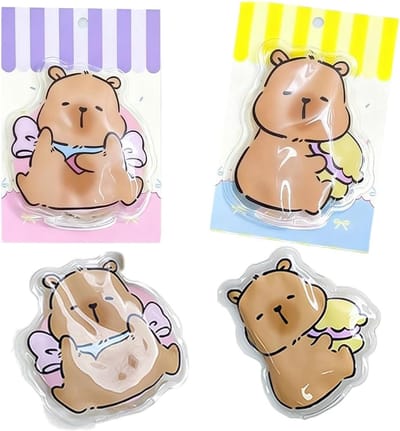 Herbruikbare handwarmers met schattige capibara-elementen, draagbare zakwarmers voor kinderen en volwassenen, ideaal voor winterse buitenactiviteiten en cadeau-ideeën
