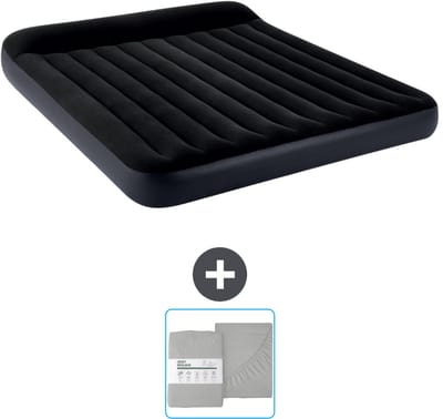 Intex Luchtbed - 2-Persoons - 183 x 203 x 25 cm - Donkerblauw - Inclusief en Hoeslaken