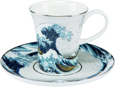 Goebel - Katsushika Hokusai | Kop en schotel De golf | Porselein - 100ml - Espresso - 2 stuks