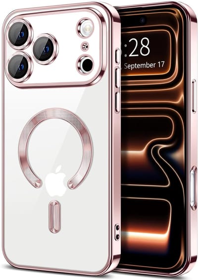 Hoesje Geschikt voor iPhone 17 Pro Max Hoesje - Geschikt voor MagSafe - Arara siliconen Backcover - Rosegoud