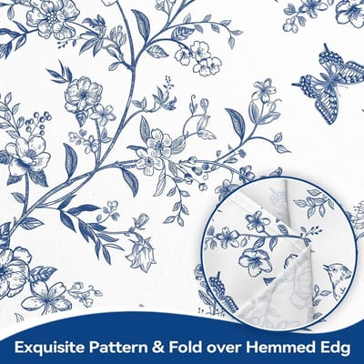 Rustiek Tafelkleed - Afwasbaar Kleed - Keuken Decoratie - Kreukvrij Polyester - 152x264cm - Blauw