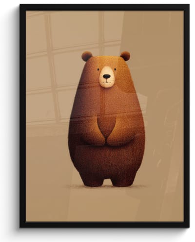 Poster in lijst - Fotolijst 60x80 cm - Posters - Beer - Minimalistisch - Bruin - Posterlijst zwart - Decoratie - Wanddecoratie woonkamer - Muurdecoratie slaapkamer