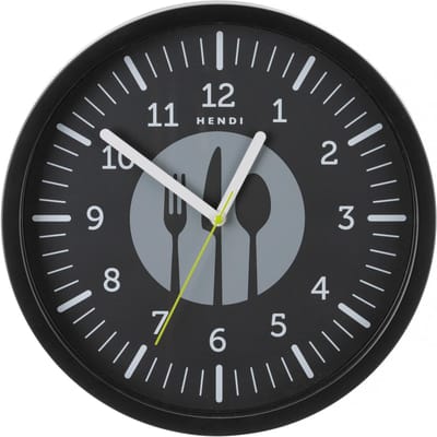 HENDI Stijlvolle wandklok – groot formaat – eenvoudig af te lezen – zwart – ⌀356 mm
