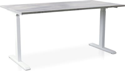 Zit-sta bureau snelslinger verstelbaar - MRC FAST FLEX | 160 x 80 cm | frame wit - blad betonlook
