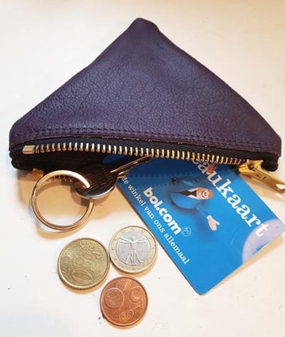 Toetie & Zo Handgemaakt Leren Sleutelmapje Paars, sleutelzakje, sleutelhouder, sleutelhoesje, kleingeldmapje, OV hoesje, portemonnee, leder