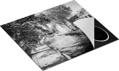 Chefcare Inductie Beschermer Oudegracht in Utrecht - Zwart Wit - 60x50 cm - Afdekplaat Inductie - Kookplaat Beschermer - Inductie Mat