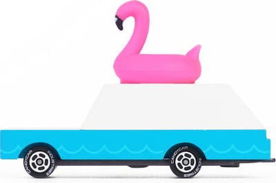 Candycar World: FLAMINGO WAGON (W228) 8,9x3,8x6,4cm, wooden diecast, magnetic, in giftbox, 3+