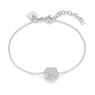 Twice As Nice Armband in zilverkleurig edelstaal, bloemmotief Zilverkleurig 16cm+3cm